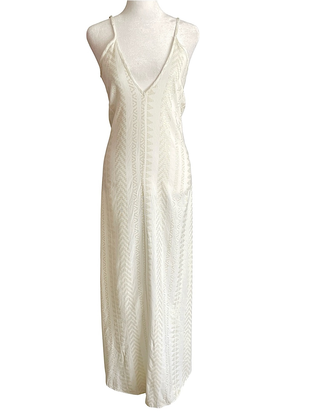 Elan Ivory V-Neck Maxi Cover up  Dress Size S